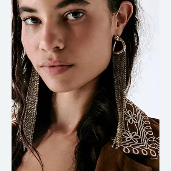Free People Jewelry - Free People Gold Dangle Earrings Curved Drop